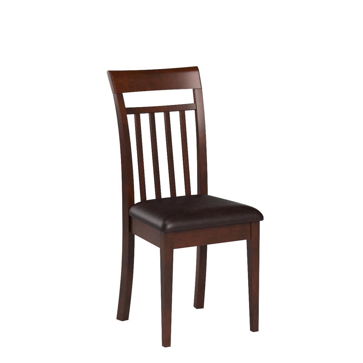 East West Furniture CAC-MAH-LC Capri Kitchen Dining Chairs - Faux Leather Upholstered Solid Wood Chairs, Set of 2, Mahogany
