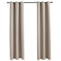 vidaXL Beige Blackout Curtains with Rings, Simple Elegant Design, 2 pcs Set, Resistant Fabric, 37"x95", Light Blocking, Machine Washable
