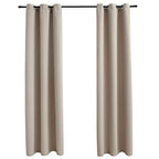 vidaXL Beige Blackout Curtains with Rings, Simple Elegant Design, 2 pcs Set, Resistant Fabric, 37"x95", Light Blocking, Machine Washable
