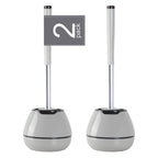 BOOMJOY Toilet Brush and Holder Set 2 Pack, Silicone Toilet Bowl Cleaner Brush, Toilet Scrubber Brush with Tweezers for Bathroom