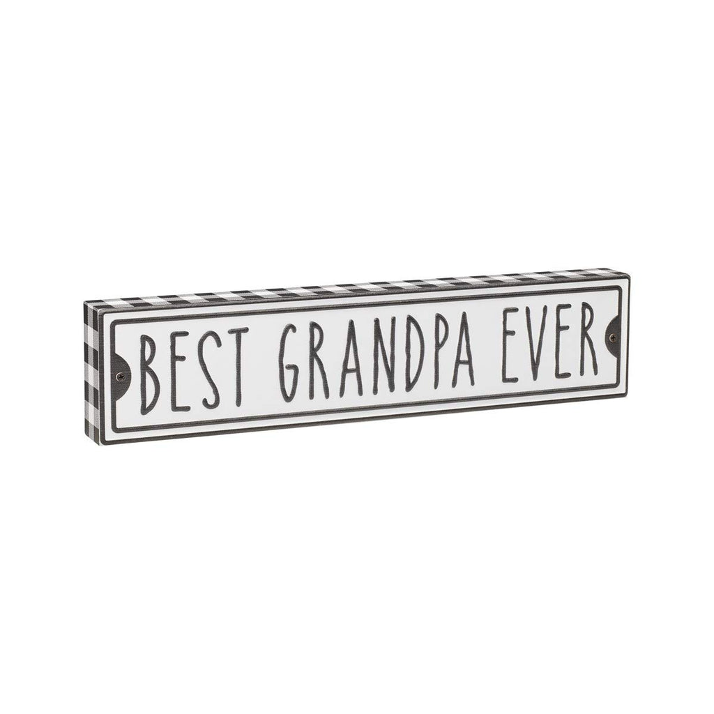 'Best Ever' Rustic Plaid Wood Box Sign Gift for Grandfather Father's Day Present for Papa (Grandpa)