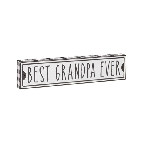 'Best Ever' Rustic Plaid Wood Box Sign Gift for Grandfather Father's Day Present for Papa (Grandpa)