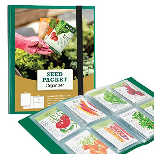 Samsill Seed Packet Organizer, 4 Pocket Reusable Garden Seed Storage Protector, 3.5' X 5' Clear Pocket Sleeves, Garden Planner