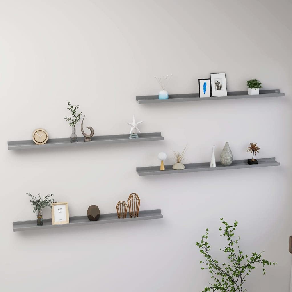 Wall Shelves -SKM Wall Shelves 4 pcs Gray 39.4&quot;x3.5&quot;x1.2&quot;