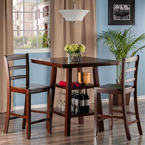 Ergode Obsidian 3-Piece Counter Table Set | Sleek Design | Black Veneer Top | Easy Assembly | 2 Black Square-Leg Stools | (94312-VV)
