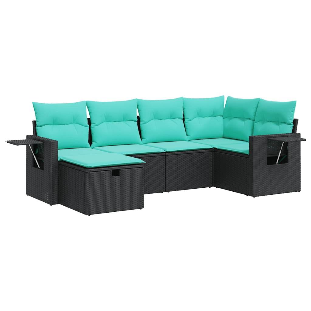 vidaXL Patio Sofa Set - 6-Piece Outdoor Rattan Sectional with Cushions & Storage for Garden/Patio/Terrace
