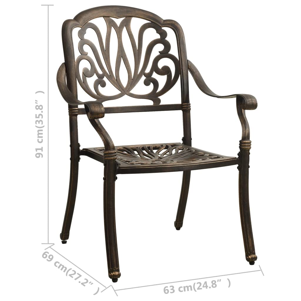 vidaXL Bistro Set Table and Chair Bistro Table 5 Piece Cast Aluminum Bronze