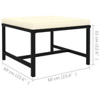 vidaXL Black Poly Rattan Sectional Footrest with Cream White Cushions - Versatile Outdoor Furniture - Steel Frame - Weather-Resistant Material