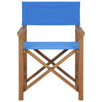 vidaXL Director's Chair - Durable and Foldable Design Furniture for Outdoors - Blue, Made of Premium Teak Hard Wood, Easy to Assemble