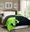 Daksh Microfiber Reversible Comforter, Double 90 X 100 (Black & Mint Green, 250 Gsm)