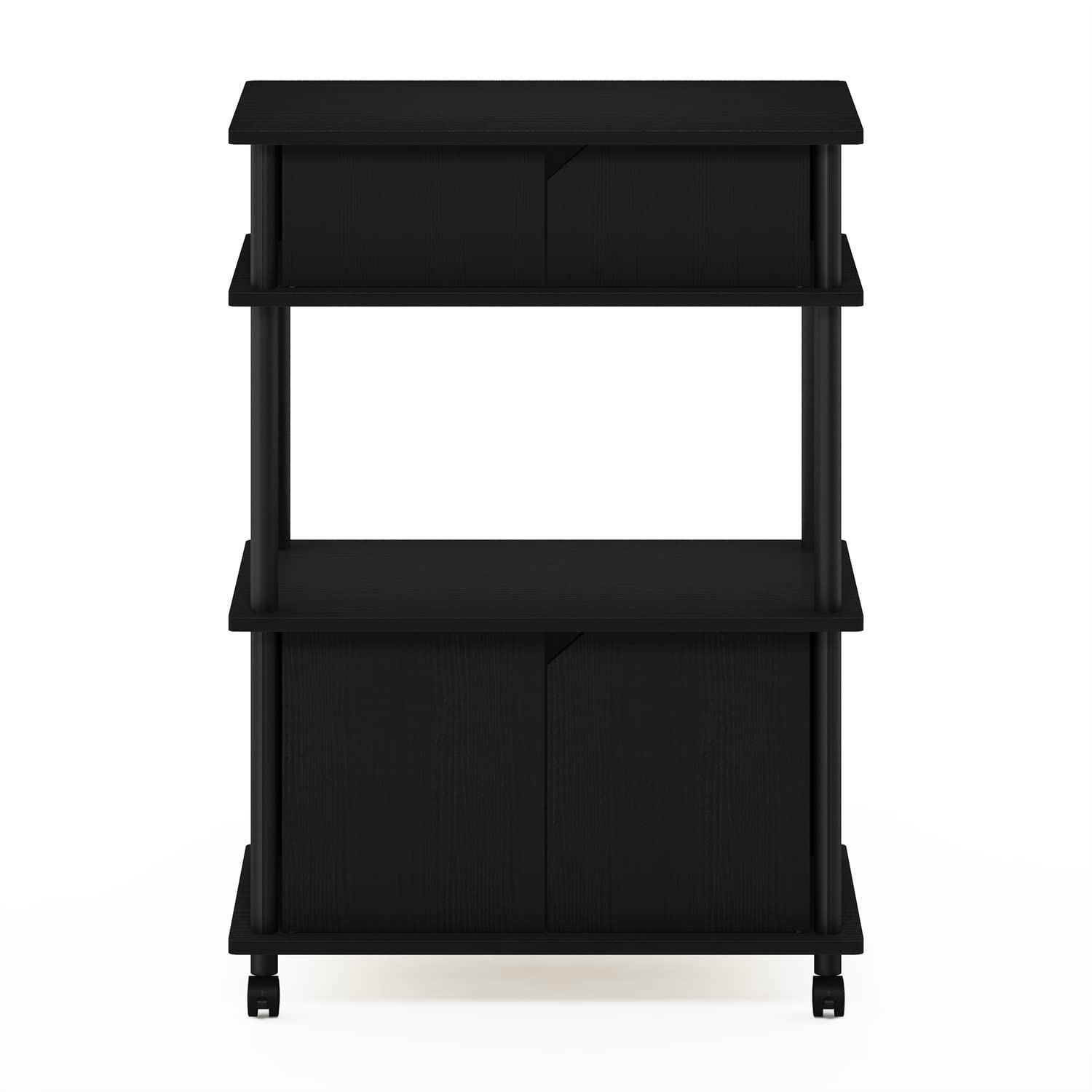 Furinno Turn-N-Tube Kitchen Storage Cart with Cabinet with Lockable Wheels, Americano/Black