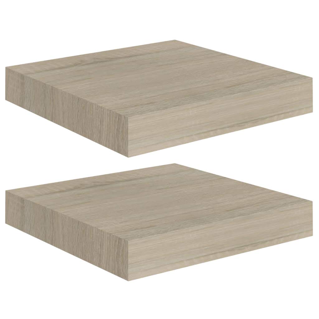 vidaXL 2 pcs Floating Wall Shelves, Oak, 9.1"x9.3"x1.5", Invisible Mounting, Honeycomb MDF and Metal Frame, Durable, for Displaying Collectibles, Suitable for Most Decor Styles