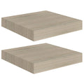 vidaXL 2 pcs Floating Wall Shelves, Oak, 9.1"x9.3"x1.5", Invisible Mounting, Honeycomb MDF and Metal Frame, Durable, for Displaying Collectibles, Suitable for Most Decor Styles