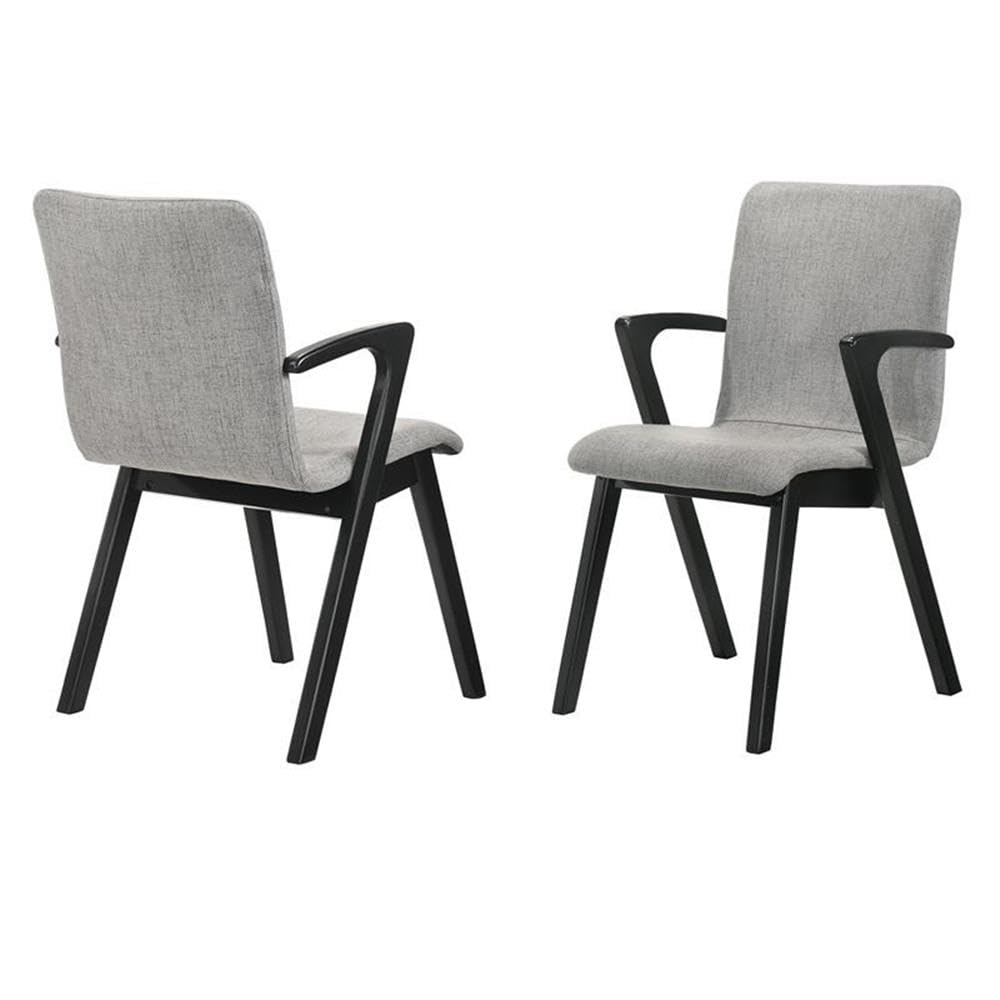 Armen Living Varde Mid-Century Modern Dining Accent Chair Finish Fabric-Set of 2, 20'' Wide, Black/Grey