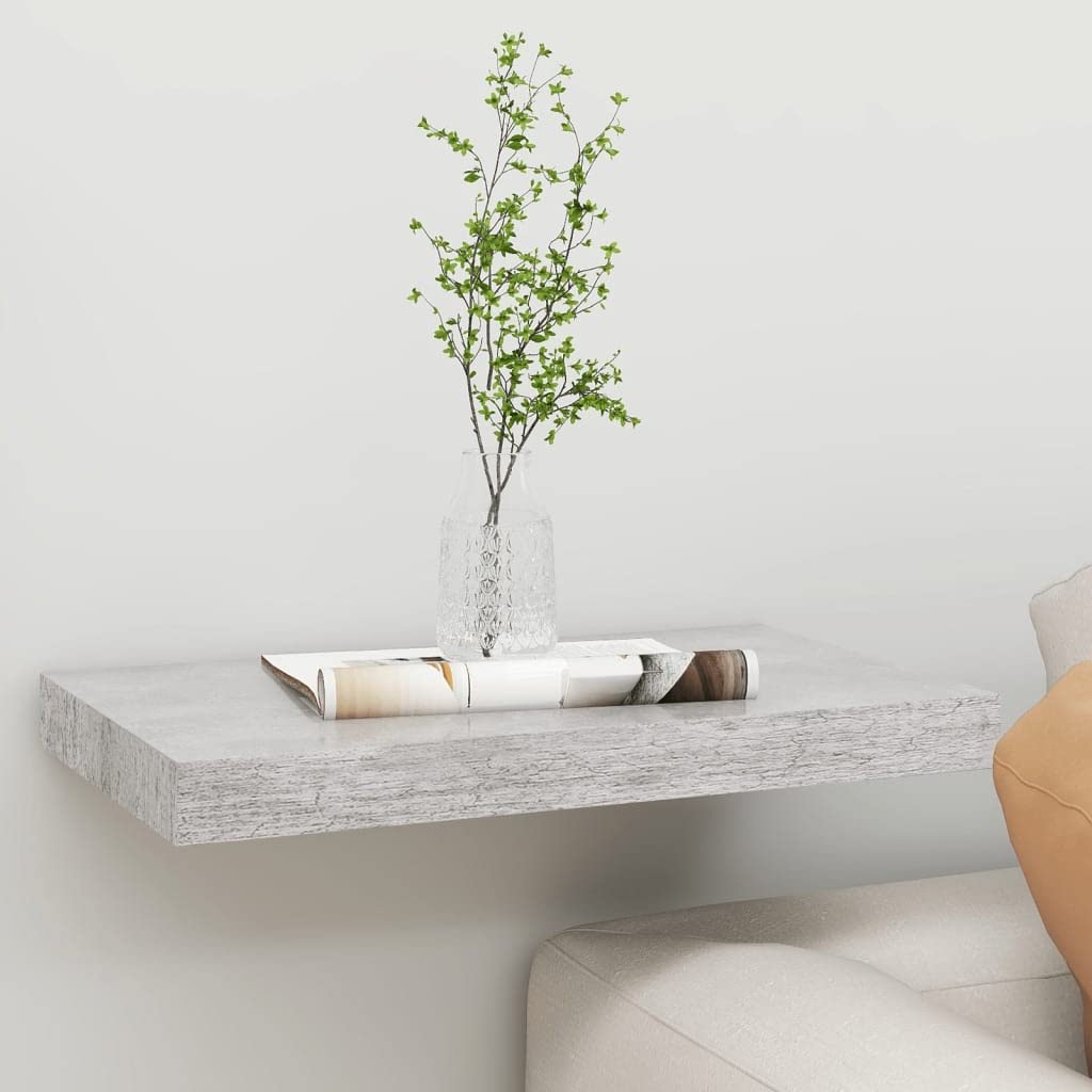 vidaXL Floating Wall Shelf Concrete Gray 19.7&quot;x9.1&quot;x1.5&quot; MDF