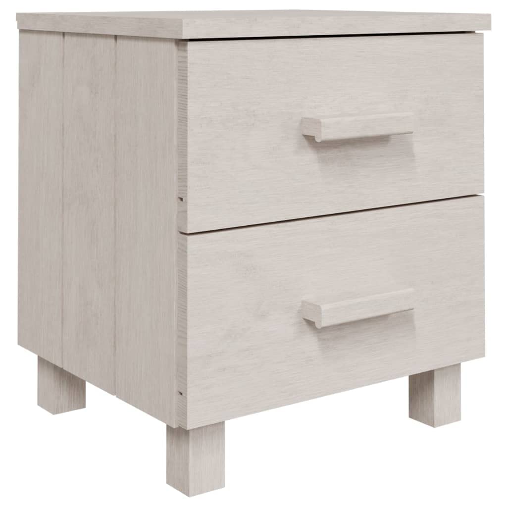 vidaXL Solid Pinewood Bedside Cabinet HAMAR | White Nightstand with 2 Sliding Drawers | Perfect for Storage and Display | Easy Assembly | Bedroom Furniture