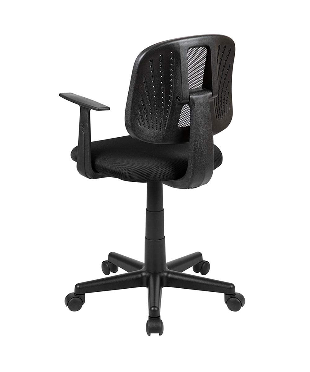 Flash Furniture Flash Fundamentals Mid-Back Black Mesh Swivel Task Office Chair With Pivot Back And Arms