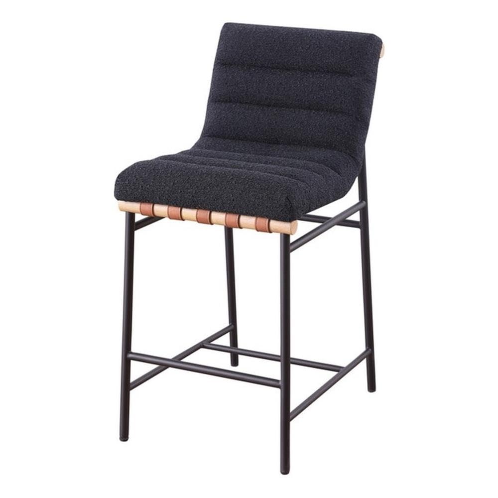 LILOLA LIVING Lahni Black Boucle Fabric Counter Height Chair