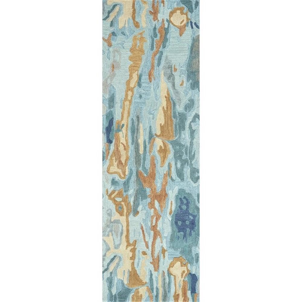 Rizzy Home Alora Decor Flare 2'6" X 8' Abstract Blue/Grey/Teal/Gold Hand-Tufted Area Rug