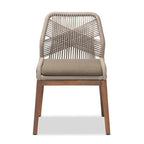 Baxton Studio Jennifer Mid-Century Transitional Grey Woven Rope Mahogany Dining Side Chair