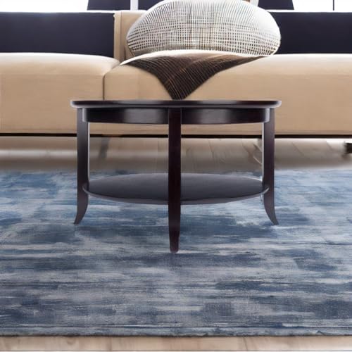 Ergode Elegant Circular Coffee Table with Glass Inlay and Storage Shelf