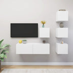 vidaXL TV Stand Set 5 Piece, TV Unit for Living Room Bedroom, Sideboard with Storage, Media Unit Cupboard, Modern, White Engineered Wood