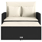 vidaXL 2 Seater Garden Sofa with Cushions, Outdoor Seat, Loveseat, Patio Terrace Balcony Furniture, Black Synthetic Rattan