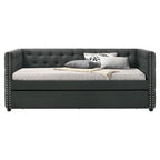 Acme Romona Button Tufted Fabric Full Daybed and Twin Trundle in Gray