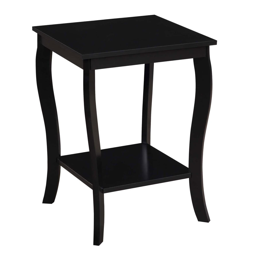 Convenience Concepts American Heritage Square End Table with Shelf, Black