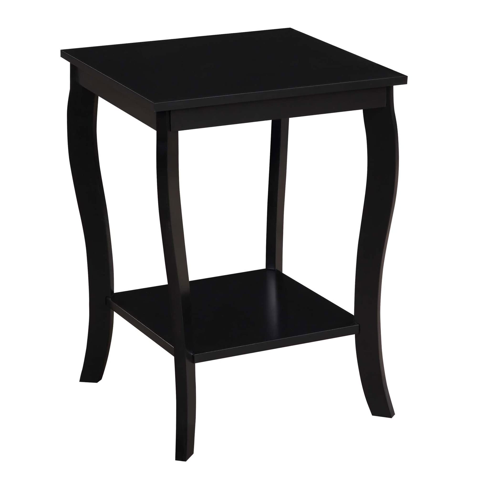 Convenience Concepts American Heritage Square End Table with Shelf, Black