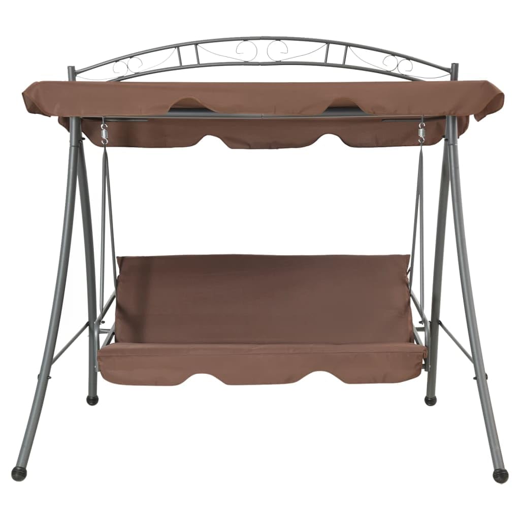 vidaXL Outdoor Swing Chair w/Canopy Hammock Porch Garden Sand White/Coffee