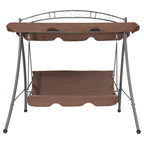 vidaXL Outdoor Swing Chair w/Canopy Hammock Porch Garden Sand White/Coffee