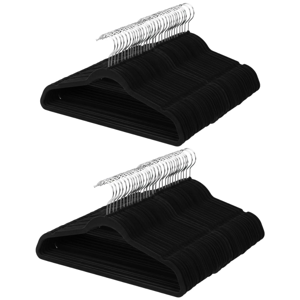 Concepts Pack of 80  Shiny Black Wardrobe Hangers | Slim Plastic Clothes Hangers for Suits, Shirts, Dresses & Daily Clothing St