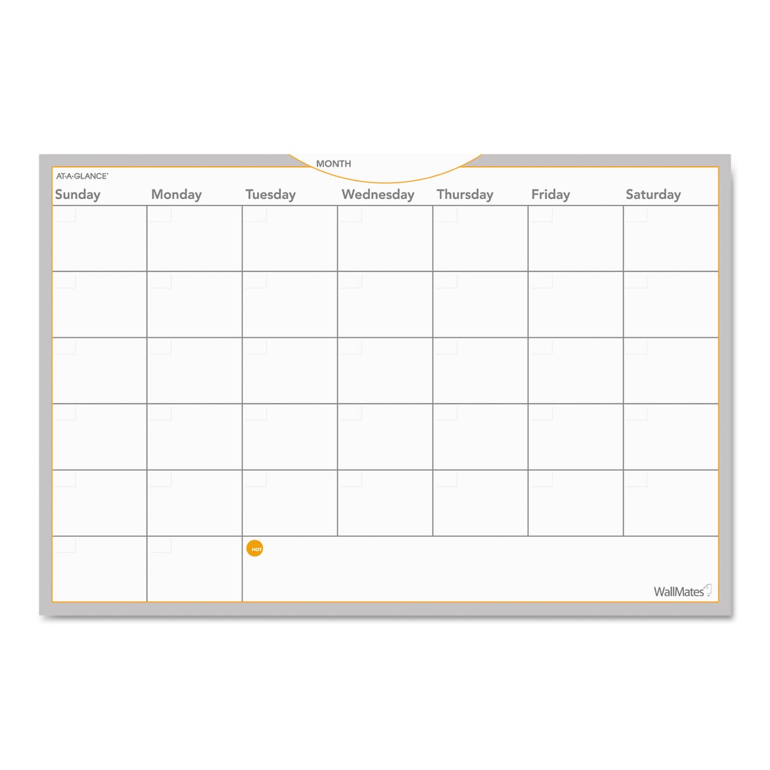 Wallmates Self-Adhesive Dry Erase Monthly Planning Surface, 36 X 24, White, Sold As 1 Each, 12Pack , Total 12 Each