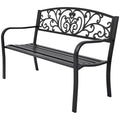 Vidaxl Garden Bench 50" Cast Iron Black Outdoor Romantic Porch Park Chair