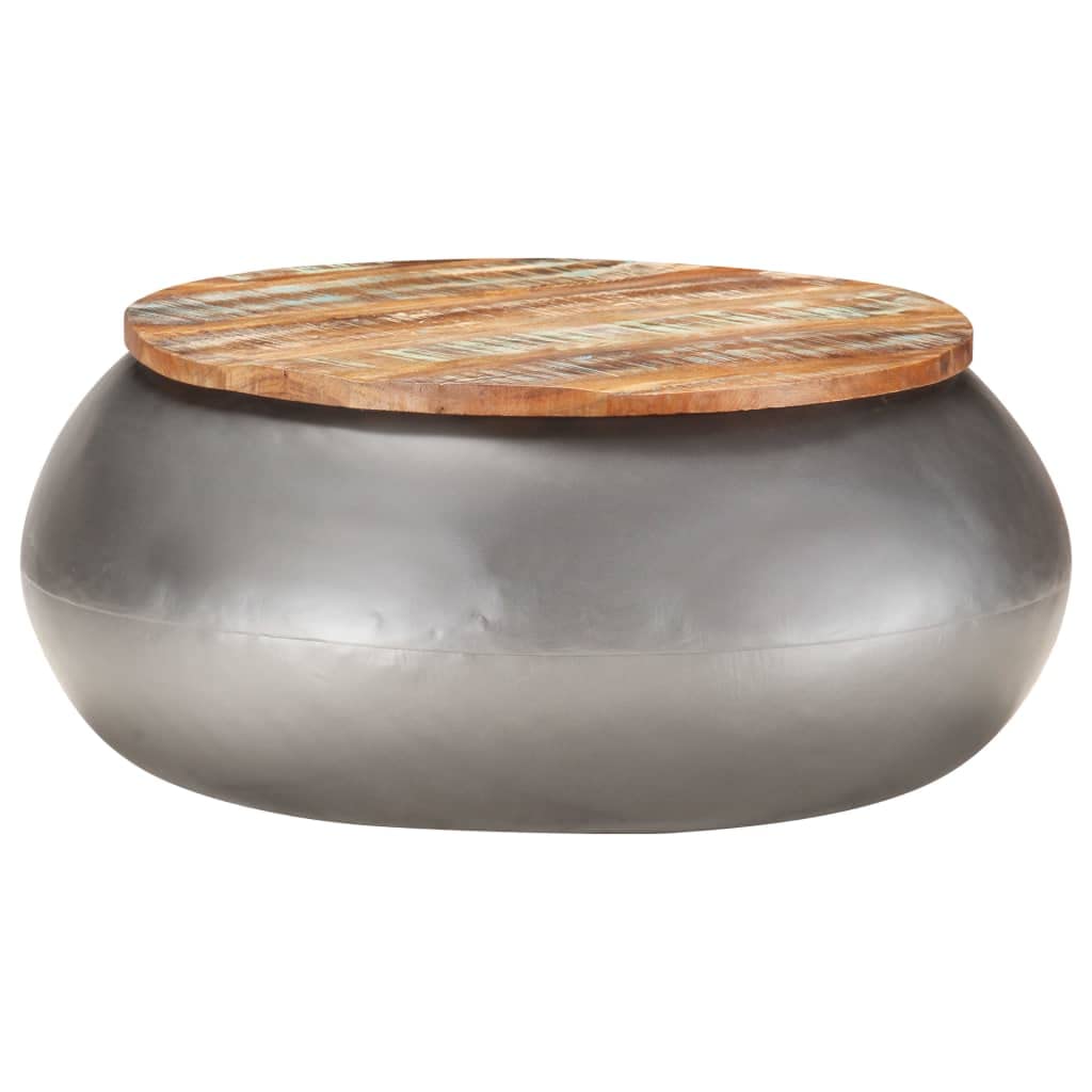 vidaXL Coffee Table Gray 26.8"x26.8"x11.8" Solid Reclaimed Wood