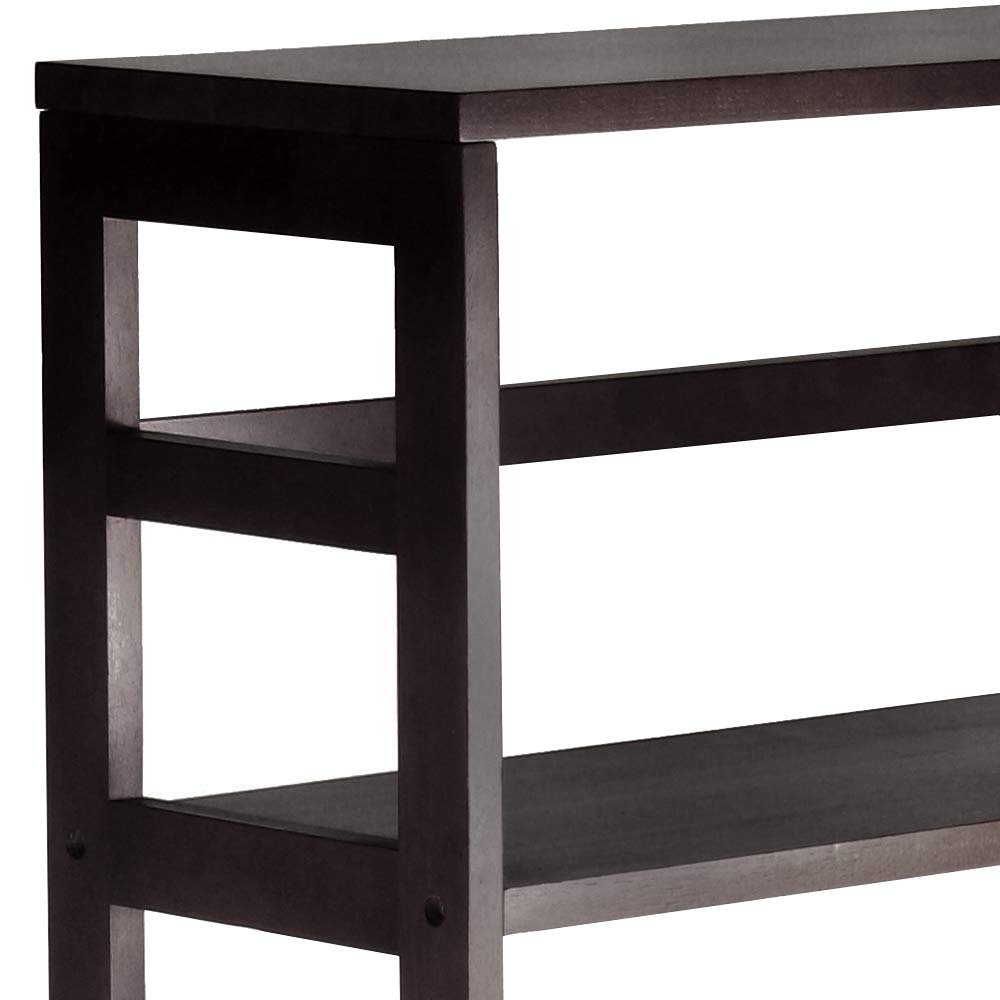 Winsome Wood Leo Wood 4 Tier Shelf with 6 Rattan Baskets in Espresso Finish