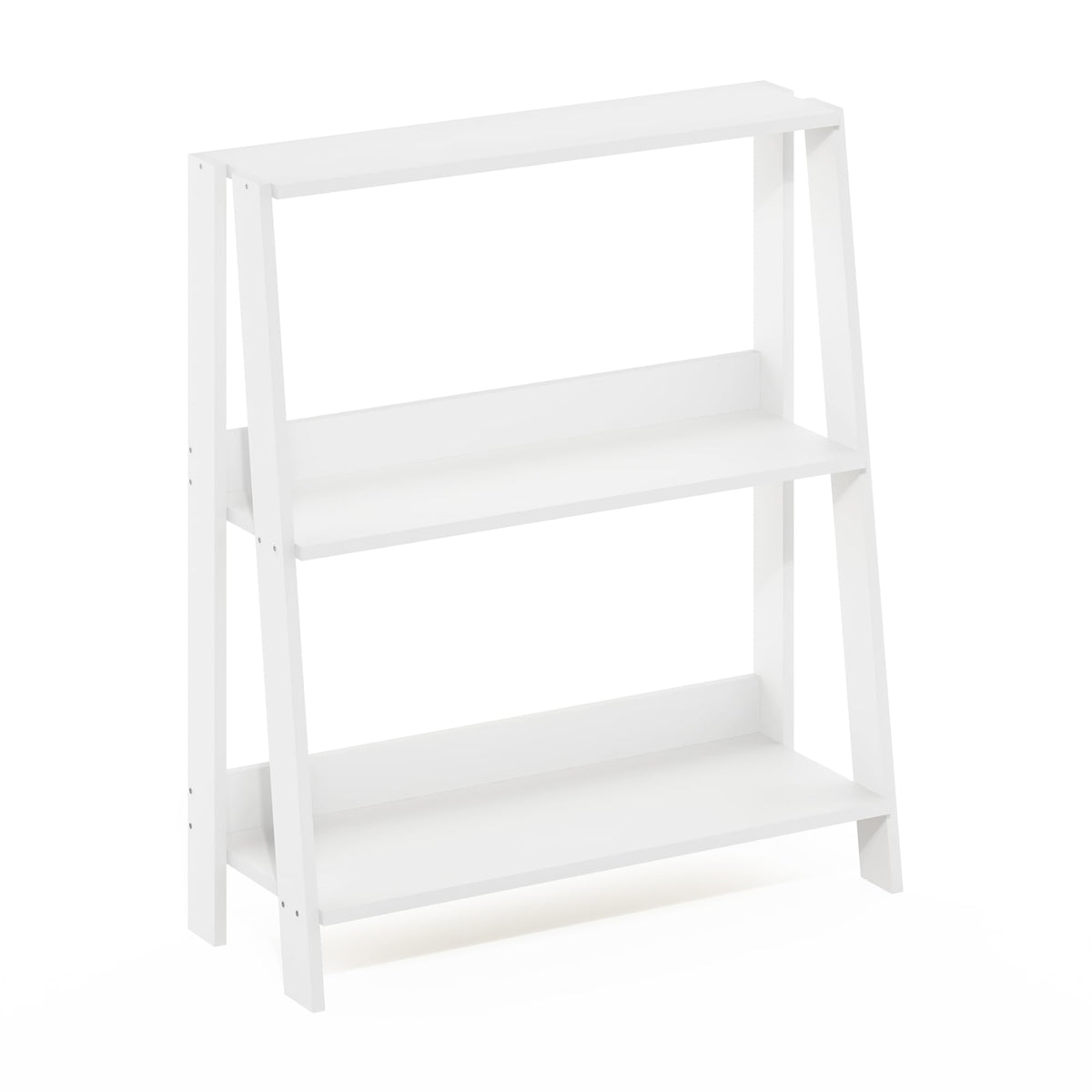 Furinno Ladder Bookcase Display Shelf, 3-Tier, White