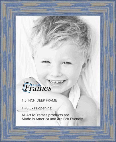 ArtToFrames WOM0066-56673-YBLU-8.5x11 Barnwood Wood Picture Frame, 8.5 x 11, Blue