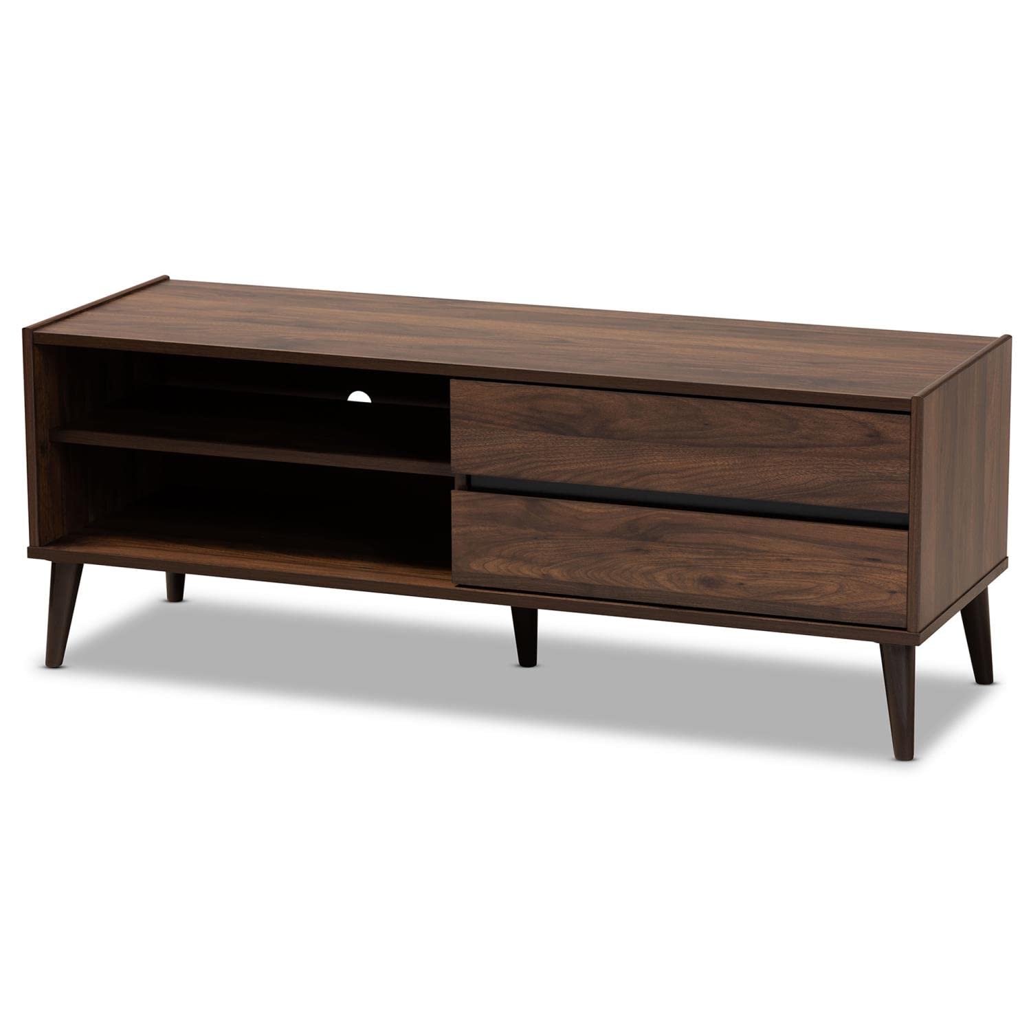 Baxton Studio Suli Mid-Century Modern Walnut Brown Finished Wood TV Stand