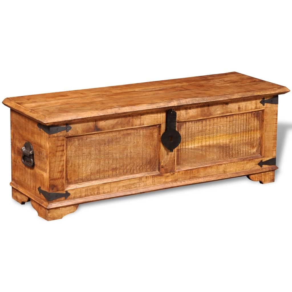 vidaXL Rough Mango Wood Storage Chest Hallway Bedroom Living Room Entryway Furniture Wooden Storage Box Bench and Ottoman Footst