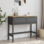 vidaXL Console Table Floro Gray - 35.2"x14.4"x28.7" - Solid Pine Wood, Engineered Wood, 2 Drawers - Rectangular Modern Sofa Table for Living Room, Office, Hall
