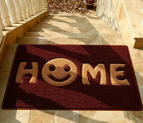 Nhomy Smile Home Print Front Doormat Entrance Welcome Mat 45 * 75Cm/17.7 * 29.5In (Wine Red)