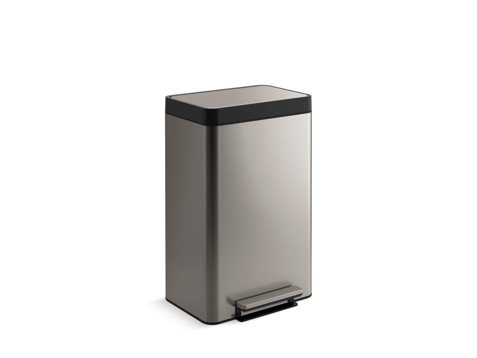 KOHLER 20956-ST 11 Gallon Hands-Free Dual Compartment Recycling Kitchen Step, Trash Can with Foot Pedal, Quiet-Close Lid, Stainl