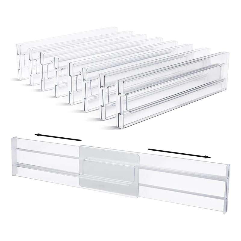 Mann Mart Expandable Kitchen Drawer Organizers: 8Pack Adjustable Dividers For Customizing Drawer Space (1120.6 Inches Wide, 3.