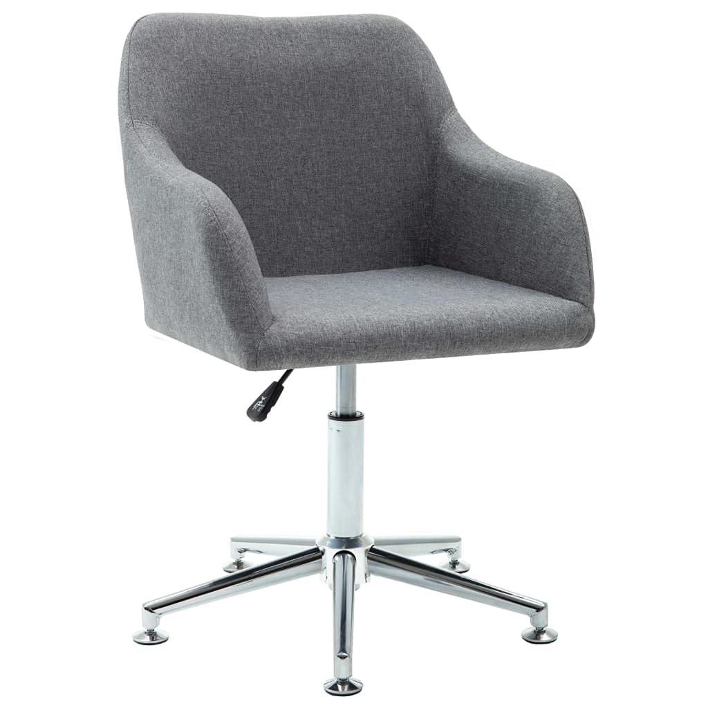 vidaXL Adjustable Swivel Office Chair with Gas Lift System, Ergonomic Design, Durable Wooden Frame and Steel Legs, Light Gray Fabric Upholstery