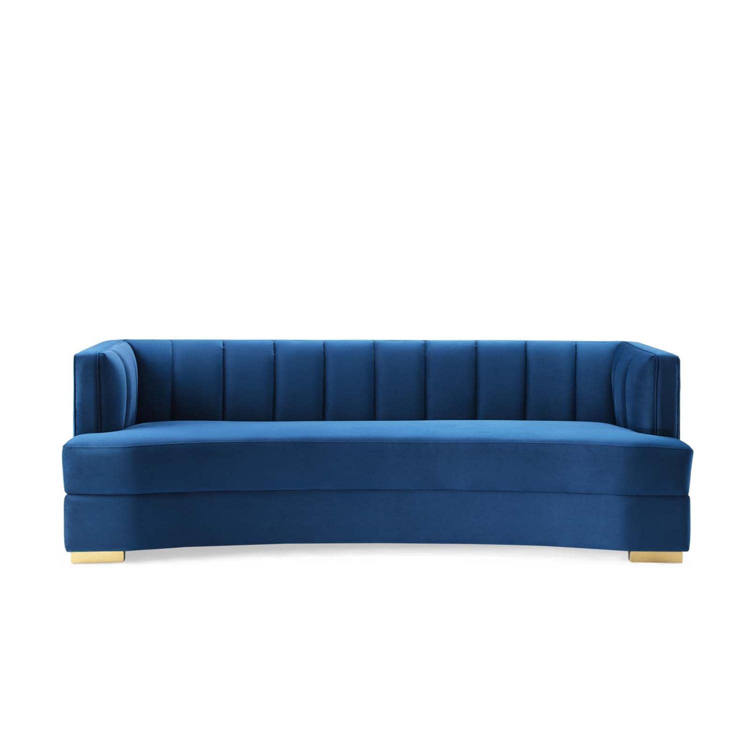 Modway Encompass Modern Channel Tufted Performance Velvet Sofa In Navy/Gold