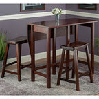Ergode Exquisite Dining Set | Double Drop Leaf Table | Ladder Back Chairs | Solid Wood | Walnut Finish | (94384-VV)
