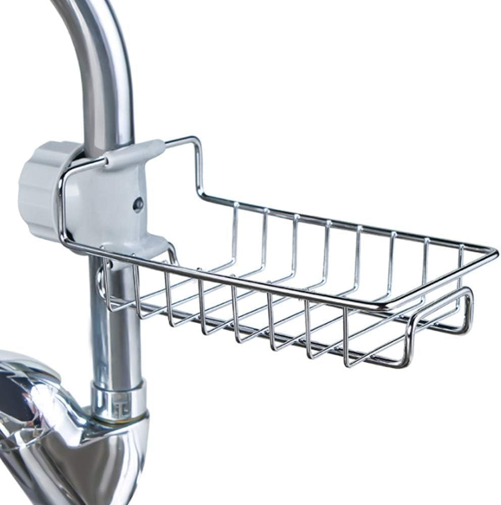 DARDRIS kitchen Sink Caddy Organiser, Stainless Steel Faucet Mounted Sponge Holder, towel soap holder,Tap Hanger Organiser Clip