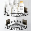 2 Tier Self Adhesive Bathroom Corner Shelf Wall Mounted Black